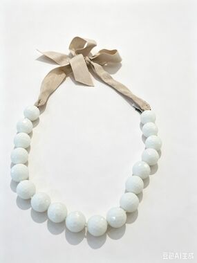 Vera Wang Cream Ribbon White Beaded Necklace